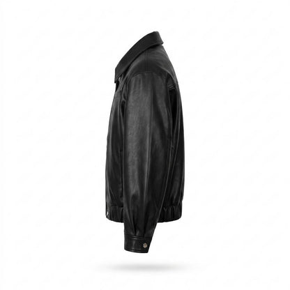 Gentleman Code - Nonal | Gefütterte Glatte Lederjacke Herren