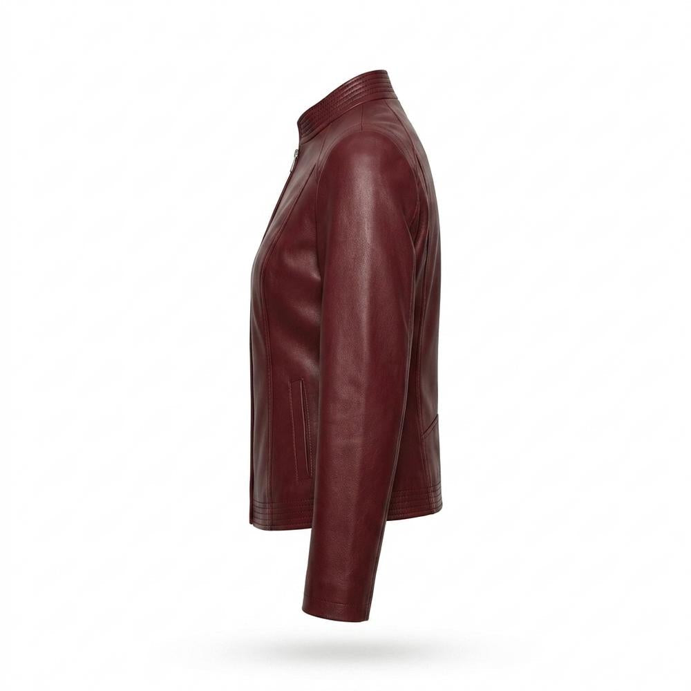 Gentleman Code - Semir | Tailliert Unifarben Lederjacke Damen