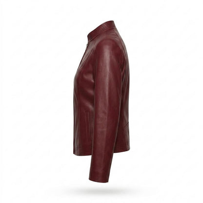 Gentleman Code - Semir | Tailliert Unifarben Lederjacke Damen