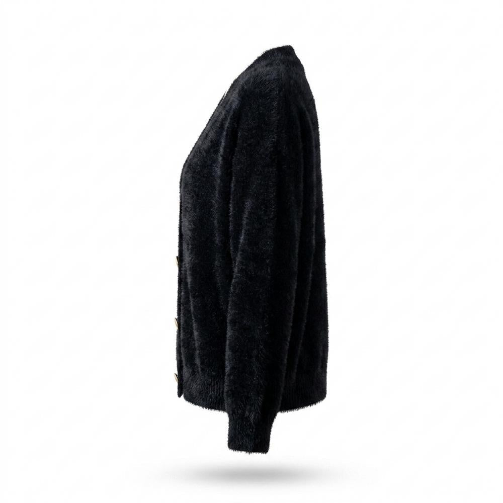 Gentleman Code - Cimok | Flauschige Langärmlige Strickjacke Damen
