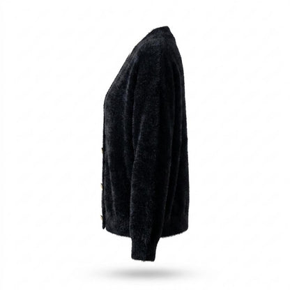 Gentleman Code - Cimok | Flauschige Langärmlige Strickjacke Damen