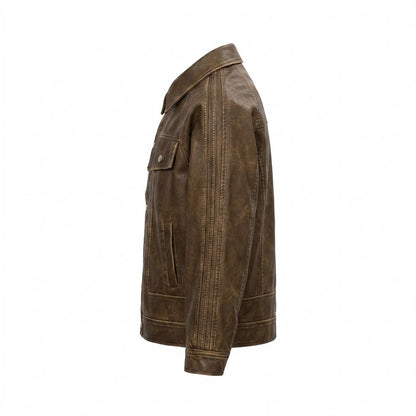 Gentleman Code - Zipas | Gewaschen Geknöpft Lederjacke Unisex