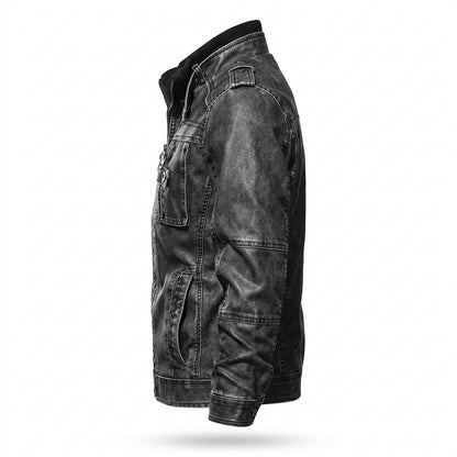 Gentleman Code - Momen | Gefütterte Stehkragen Lederjacke Herren