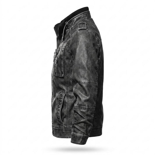 Gentleman Code - Momen | Gefütterte Stehkragen Lederjacke Herren