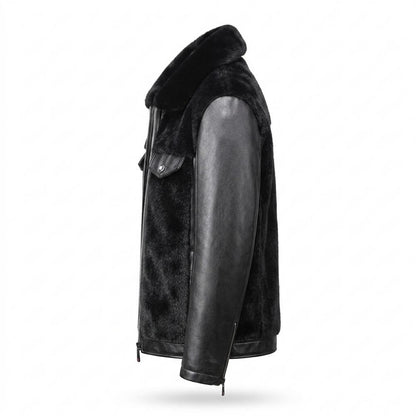 Gentleman Code - Vegit | Fellbesetzt Gefüttert Lederjacke Herren