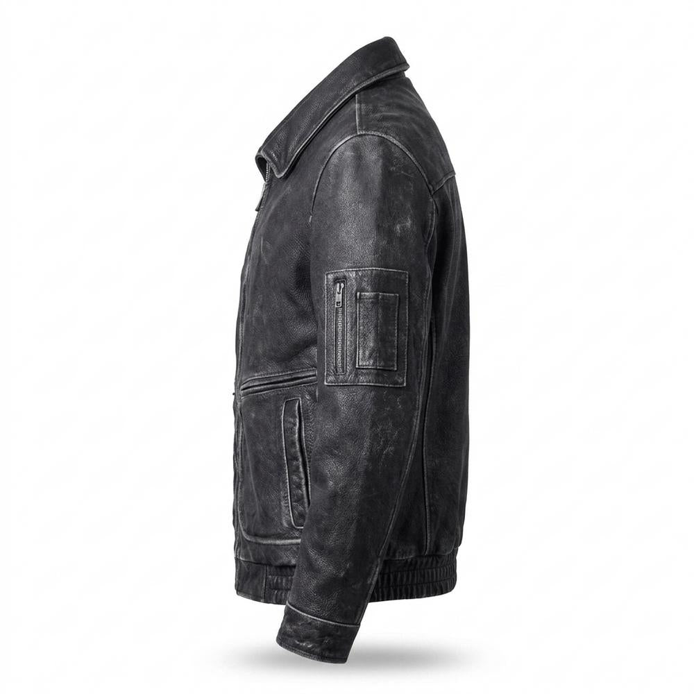 Gentleman Code - Kavan | Gekörnt Gefüttert Lederjacke Herren