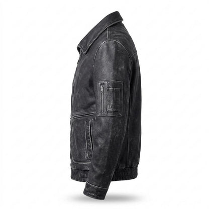 Gentleman Code - Kavan | Gekörnt Gefüttert Lederjacke Herren