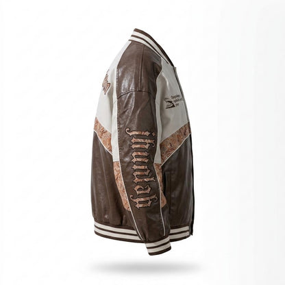 Gentleman Code - Eihak | Geknöpfte Bestickte Lederjacke Unisex