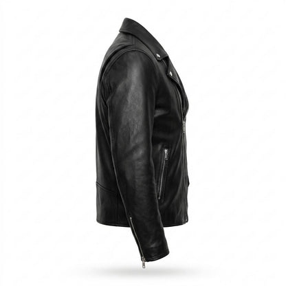 Gentleman Code - Yefan | Asymmetrische Taillierte Lederjacke Herren