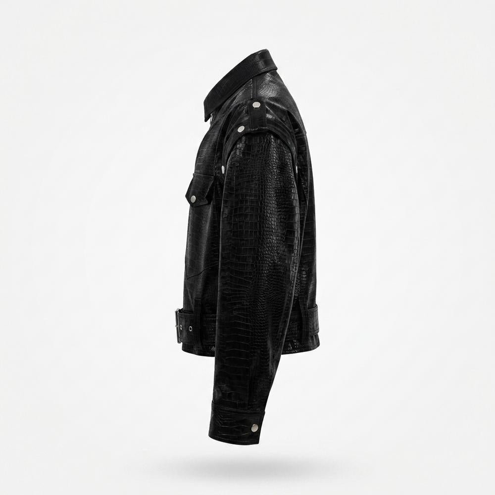 Gentleman Code - Nadis | Geprägt Asymmetrisch Lederjacke Unisex