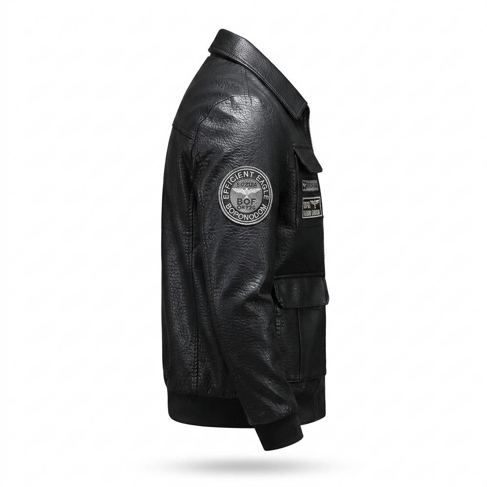 Gentleman Code - Comon | Appliziert Strukturiert Lederjacke Herren