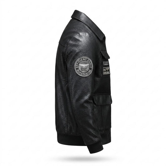 Gentleman Code - Comon | Appliziert Strukturiert Lederjacke Herren