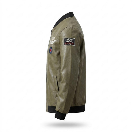 Gentleman Code - Kufir | Bestickt Gerippt Lederjacke Herren