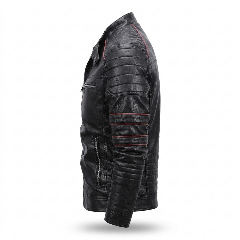 Gentleman Code - Mopid | Gesteppt Tailliert Lederjacke Herren