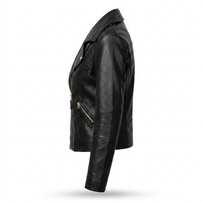 Gentleman Code - Ronik | Asymmetrisch Tailliert Lederjacke Damen