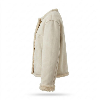 Gentleman Code - Dahuk | Gefütterte Kragenlose Wildleder-Jacke Damen