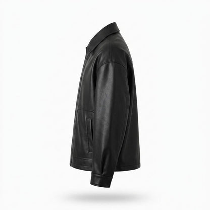 Gentleman Code - Yozur | Locker Geschnittene Geknöpfte Lederjacke Herren
