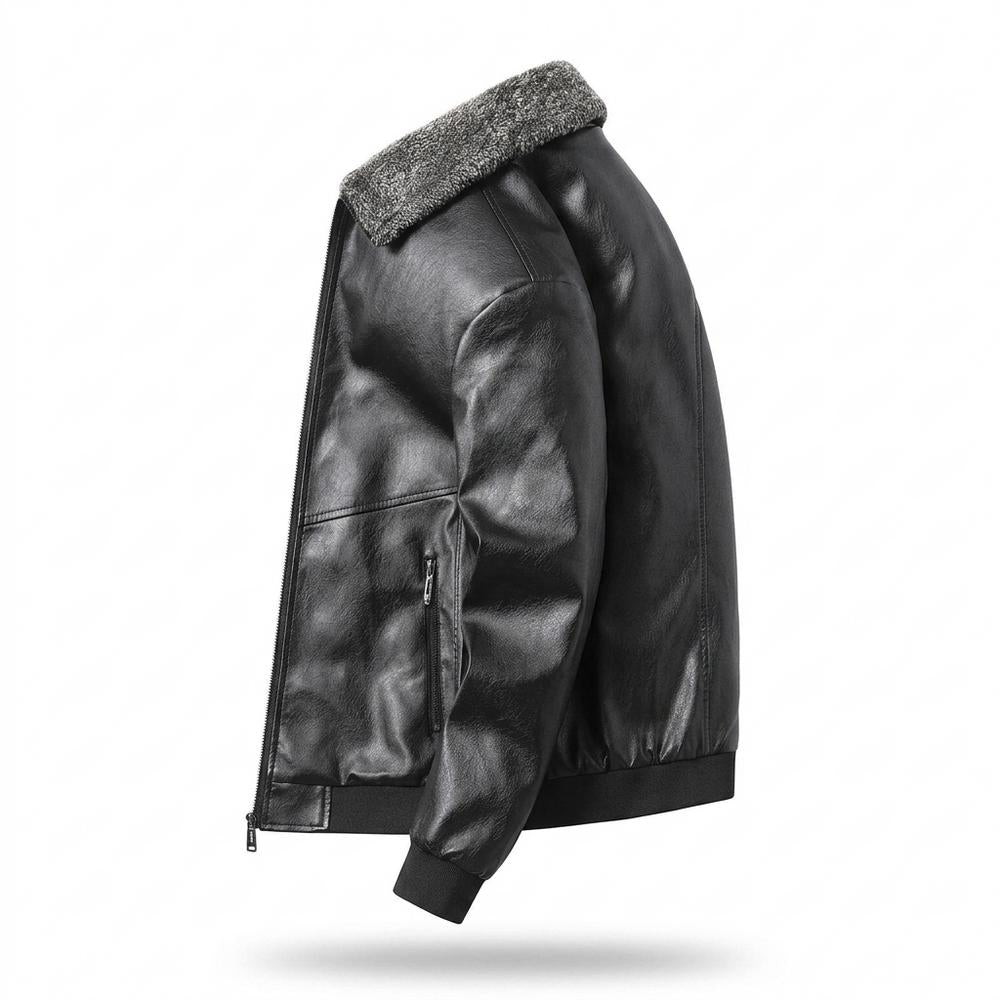 Gentleman Code - Ligit | Gefütterte Pelzbesetzte Lederjacke Herren