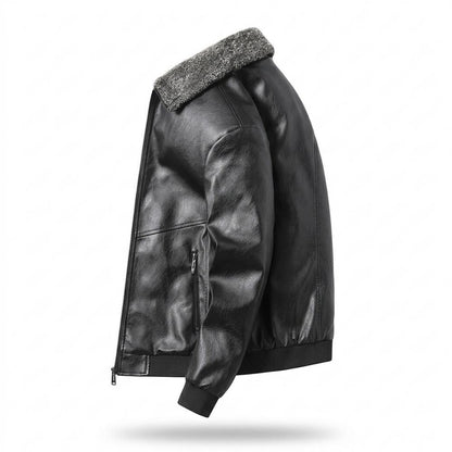 Gentleman Code - Ligit | Gefütterte Pelzbesetzte Lederjacke Herren