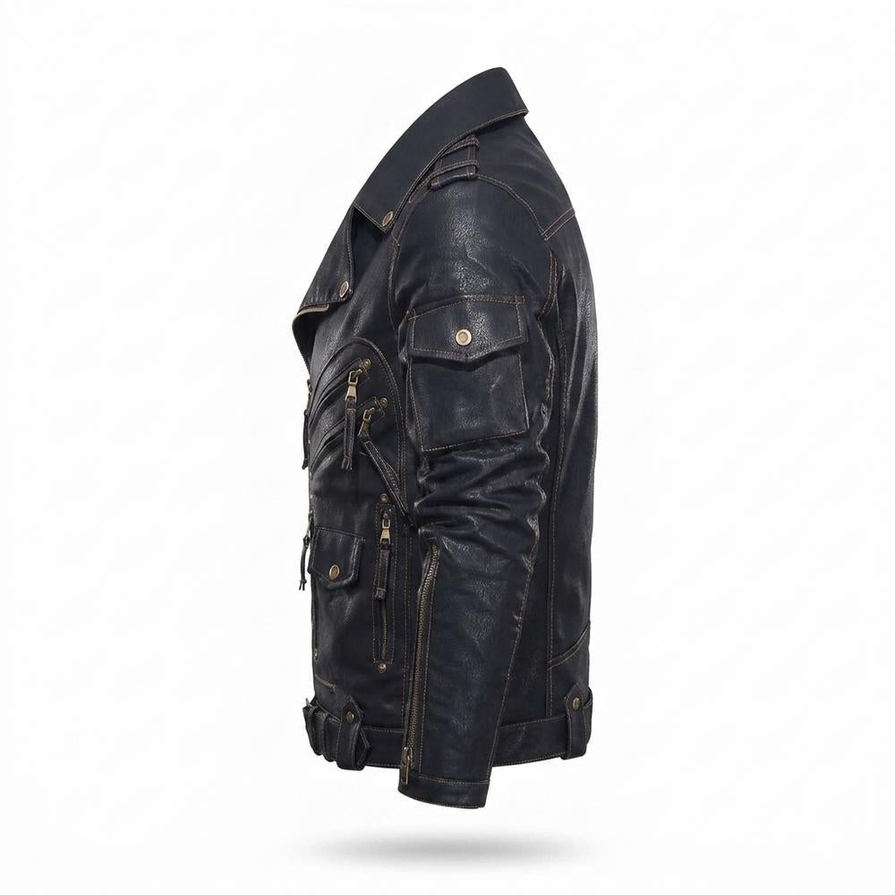Gentleman Code - Silik | Asymmetrisch Aufwendig Lederjacke Herren