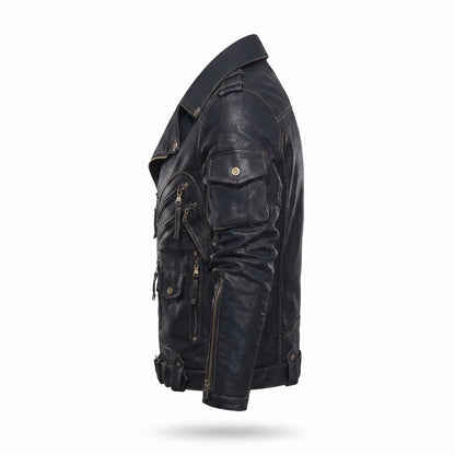 Gentleman Code - Silik | Asymmetrisch Aufwendig Lederjacke Herren