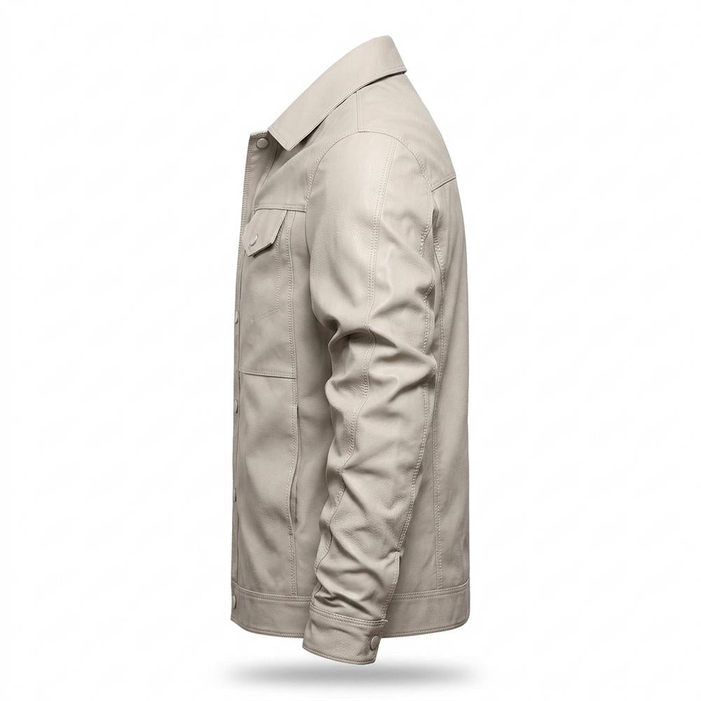 Gentleman Code - Nezad | Geknöpft Glatt Lederjacke Herren