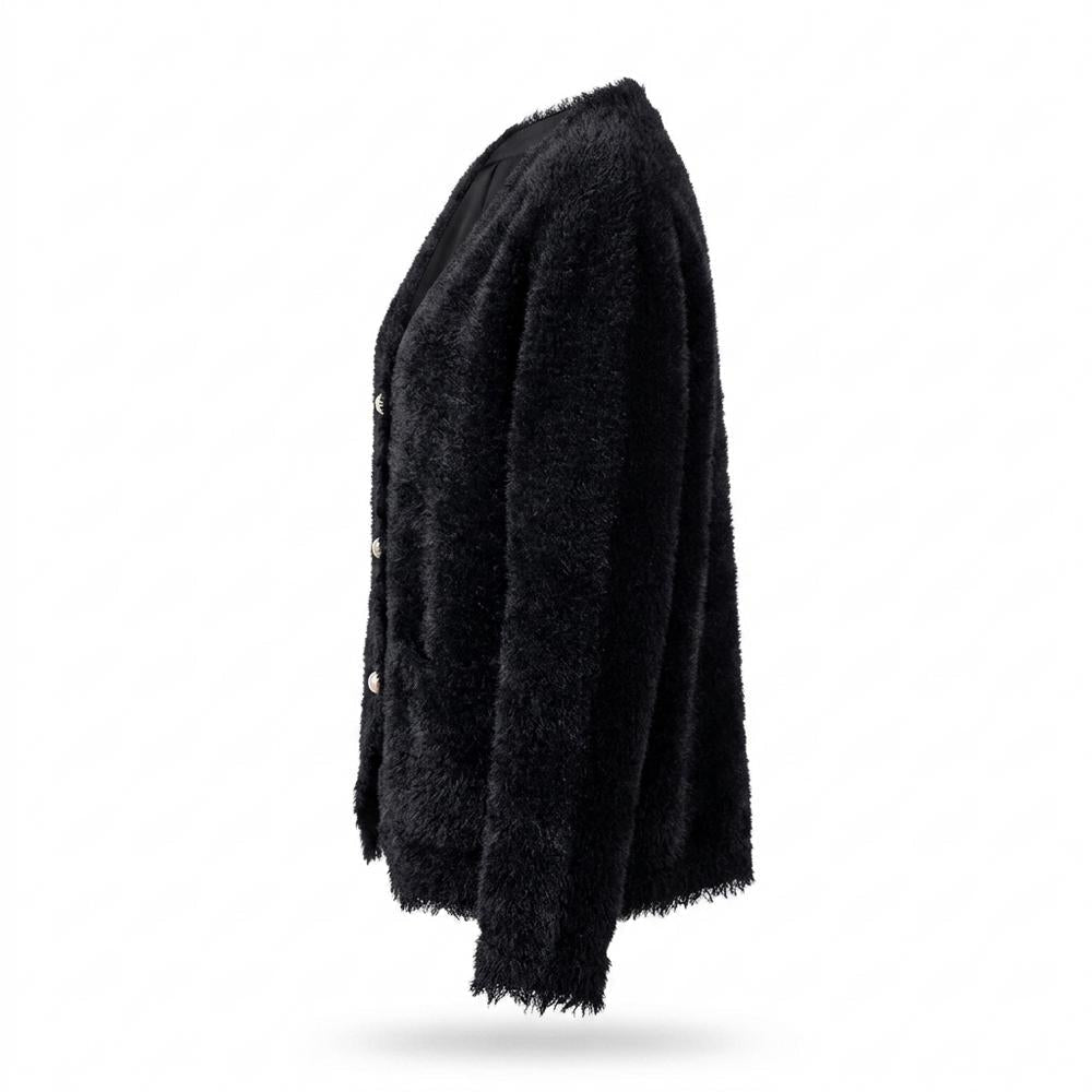 Gentleman Code - Vepol | Flauschig Geknöpft Cardigan Damen