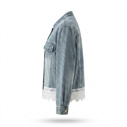 Gentleman Code - Vafer | Kragenlos Spitzenbesetzt Jacke Damen