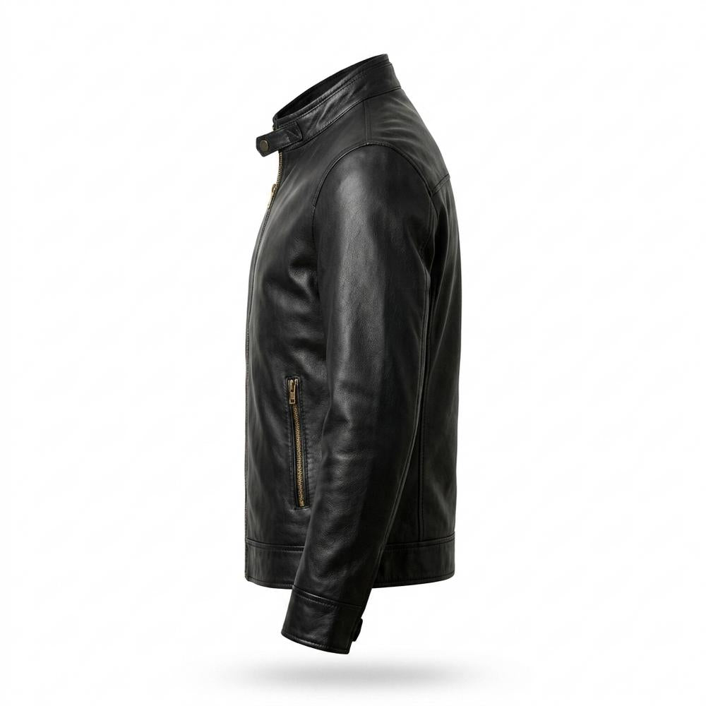 Gentleman Code - Cahun | Tailliert Asymmetrisch Lederjacke Herren