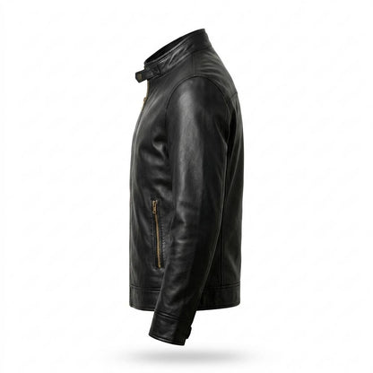 Gentleman Code - Cahun | Tailliert Asymmetrisch Lederjacke Herren