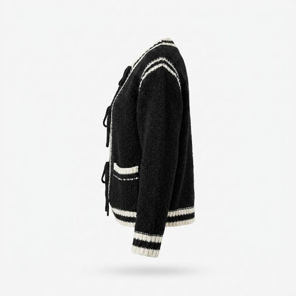 Gentleman Code - Linun | Strukturierte Kontrastierende Strickjacke Damen