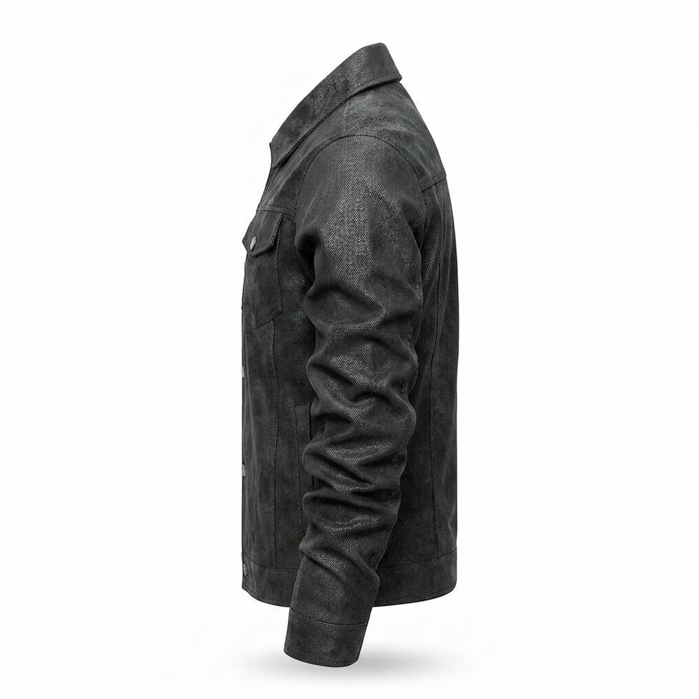 Gentleman Code - Koler | Strukturiert Geknöpft Lederjacke Herren