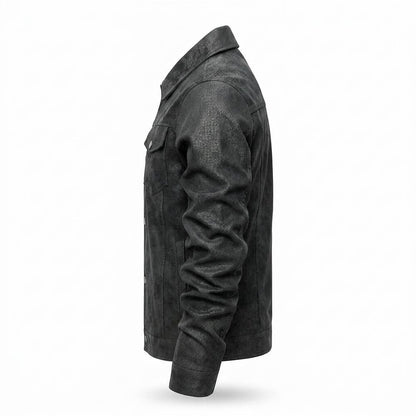 Gentleman Code - Koler | Strukturiert Geknöpft Lederjacke Herren