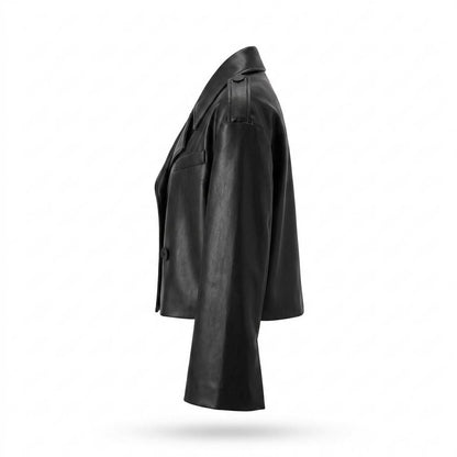 Gentleman Code - Cisin | Kurze Zweireihige Lederjacke Damen