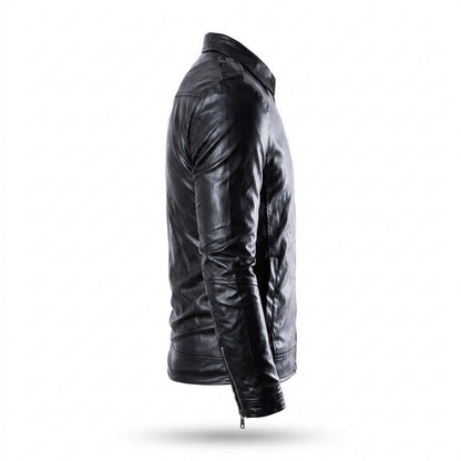 Gentleman Code - Daram | Tailliert Gefüttert Lederjacke Herren