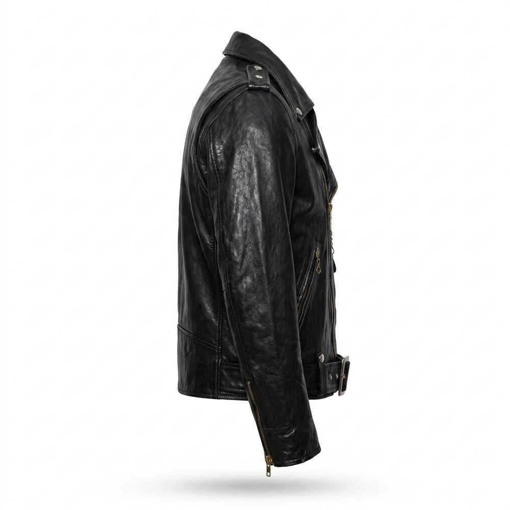 Gentleman Code - Sokos | Asymmetrisch Gegürtelt Lederjacke Unisex