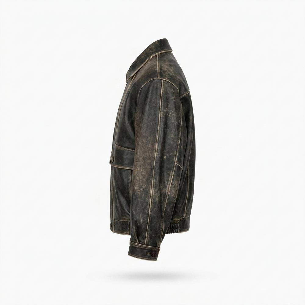 Gentleman Code - Tavok | Patiniert Oversized Lederjacke Unisex