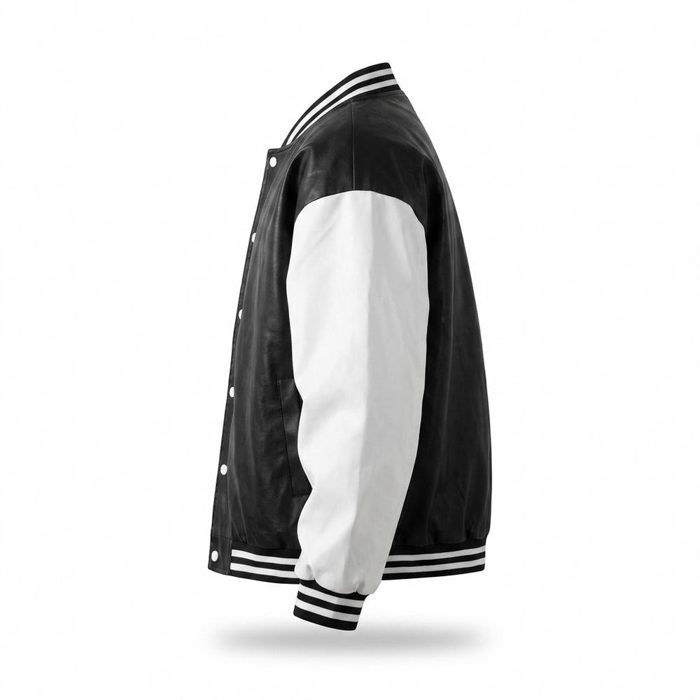 Gentleman Code - Rabit | Zweifarbige Geknöpfte Lederjacke Unisex