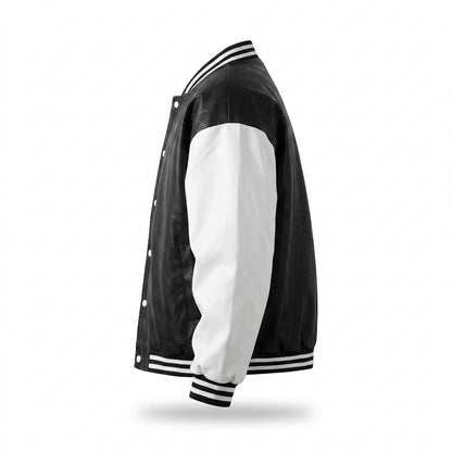 Gentleman Code - Rabit | Zweifarbige Geknöpfte Lederjacke Unisex
