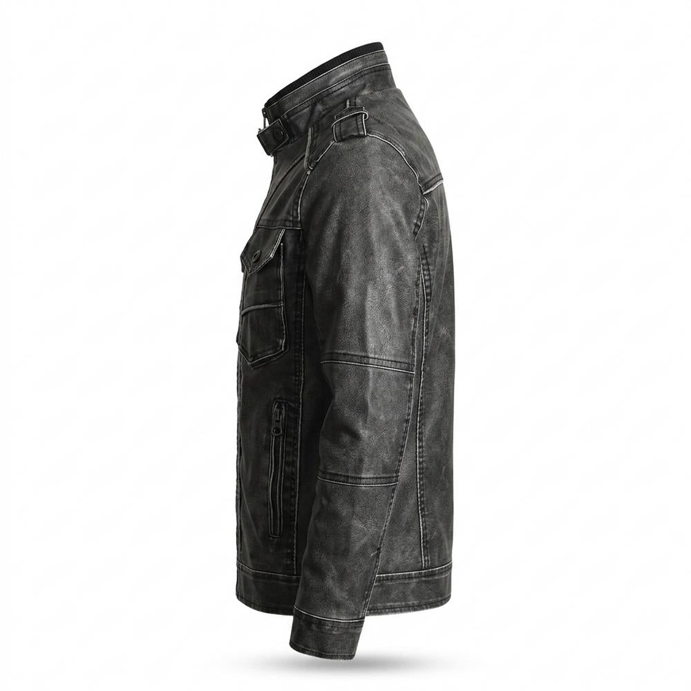 Gentleman Code - Zemer | Gesteppt Gewaschen Lederjacke Herren