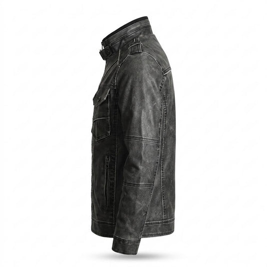 Gentleman Code - Zemer | Gesteppt Gewaschen Lederjacke Herren