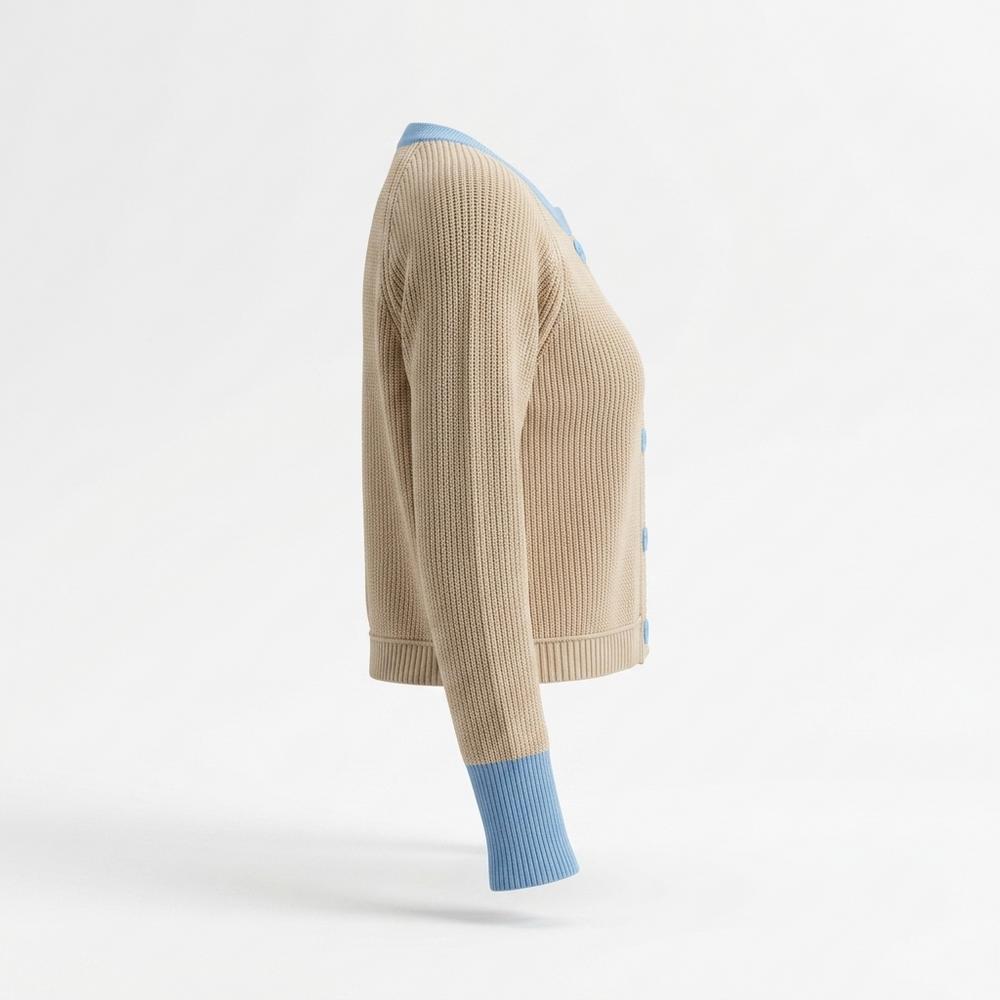 Gentleman Code - Zezet | Kontrastfarbener Gerippter Cardigan Damen