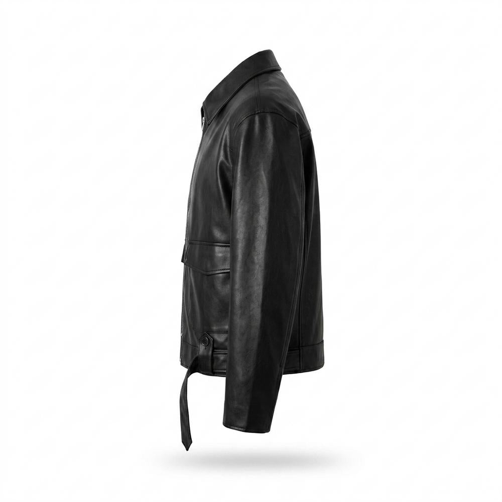 Gentleman Code - Muban | Glatte Reißverschließbare Lederjacke Herren