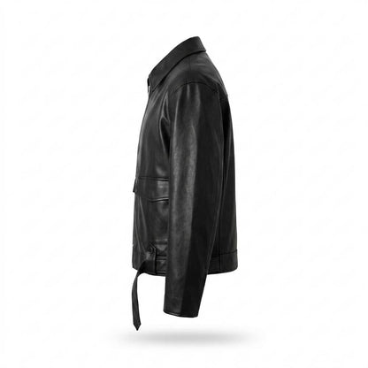 Gentleman Code - Muban | Glatte Reißverschließbare Lederjacke Herren