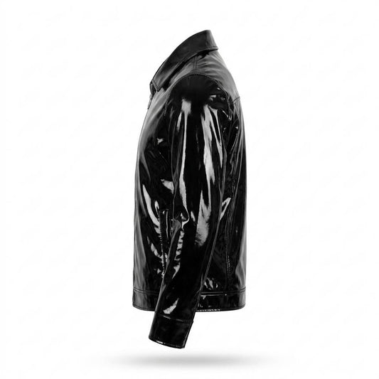 Gentleman Code - Yaper | Glänzende Beschichtete Lederjacke Herren
