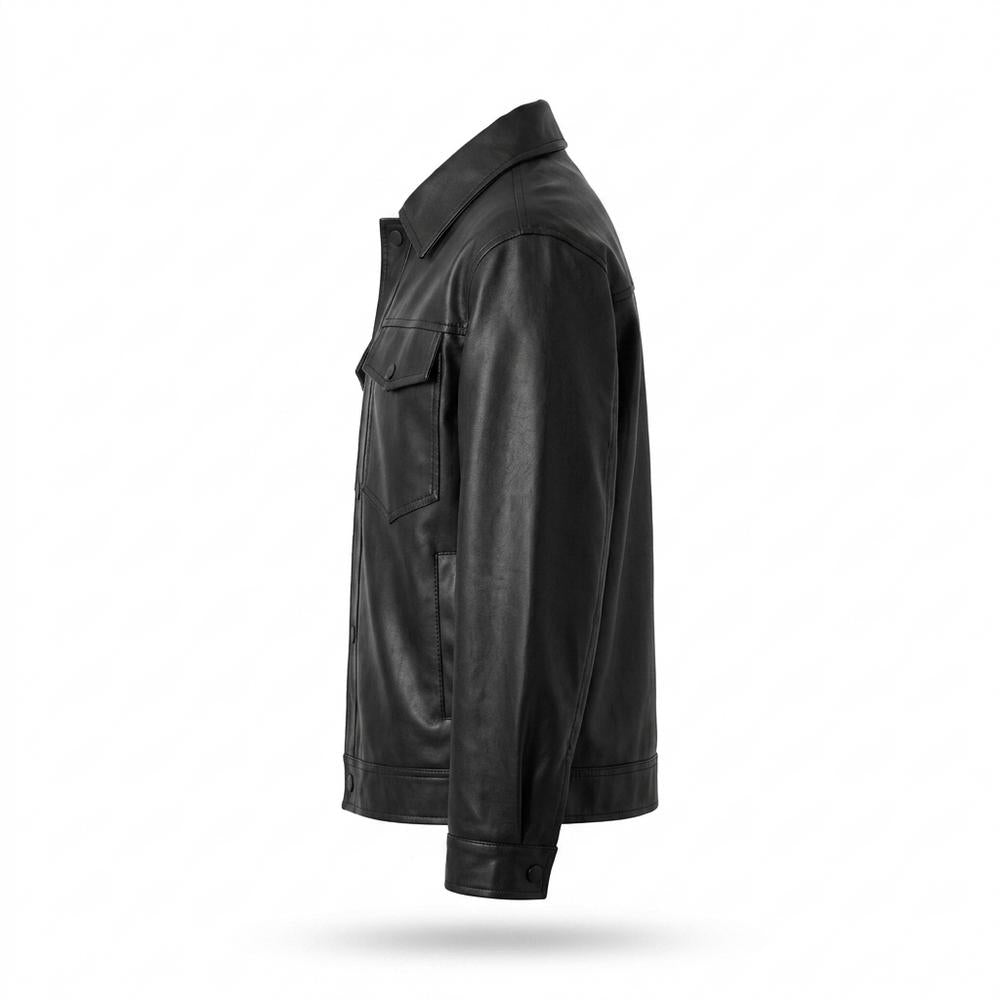 Gentleman Code - Eizus | Geknöpft Glatt Lederjacke Herren