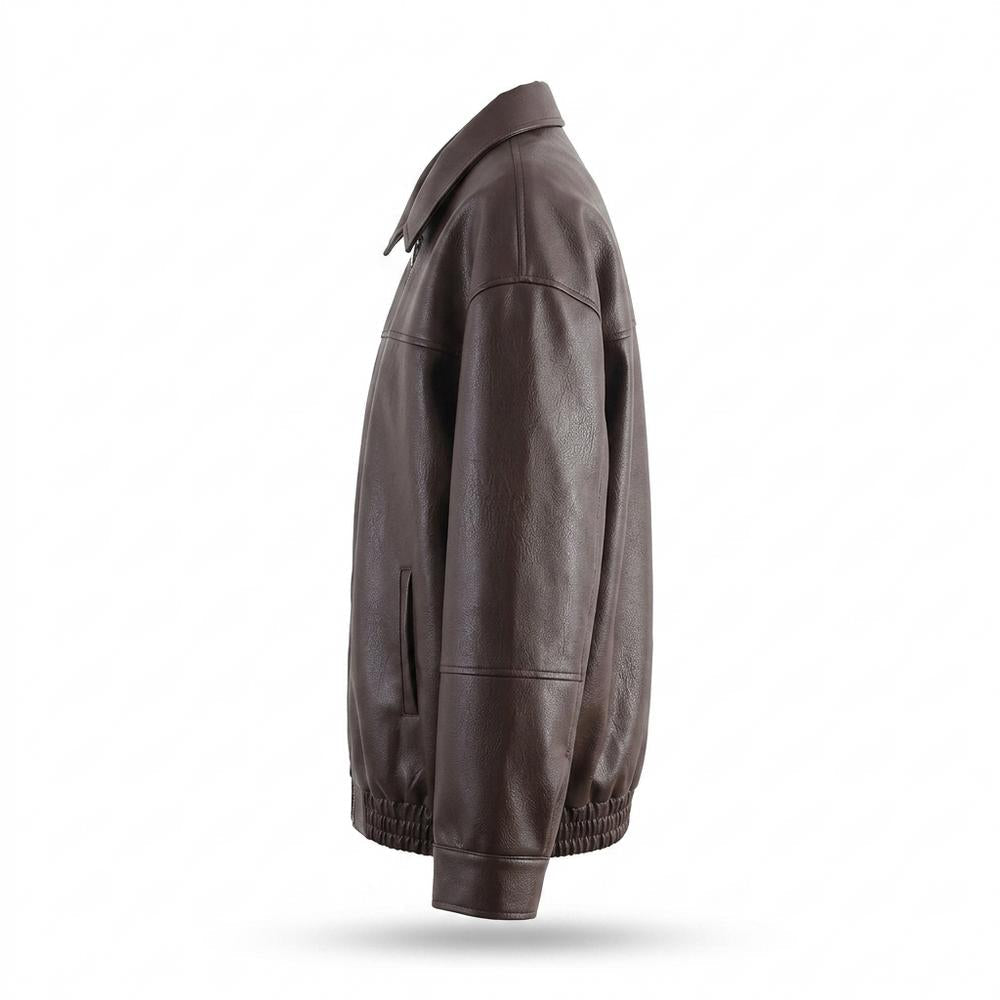 Gentleman Code - Yonid | Gefütterte Locker Geschnittene Lederjacke Unisex