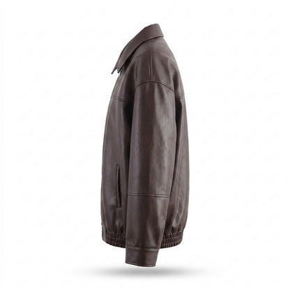 Gentleman Code - Yonid | Gefütterte Locker Geschnittene Lederjacke Unisex