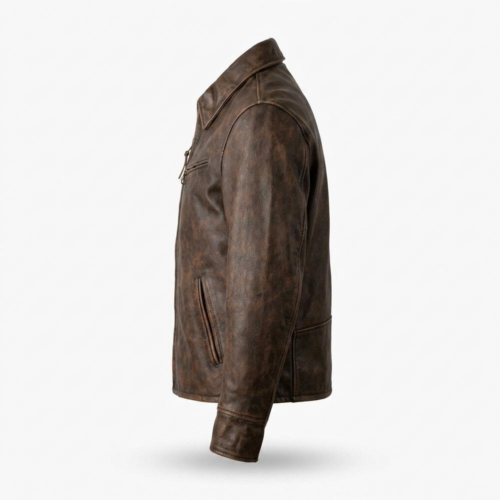 Gentleman Code - Sofin | Gepatiniert Robust Lederjacke Herren