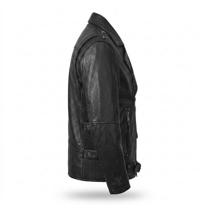 Gentleman Code - Surul | Asymmetrische Gegürtete Lederjacke Herren